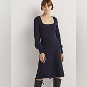 NWT Boden Knit Long Sleeve Sweater Dress Great British Style Navy Blue